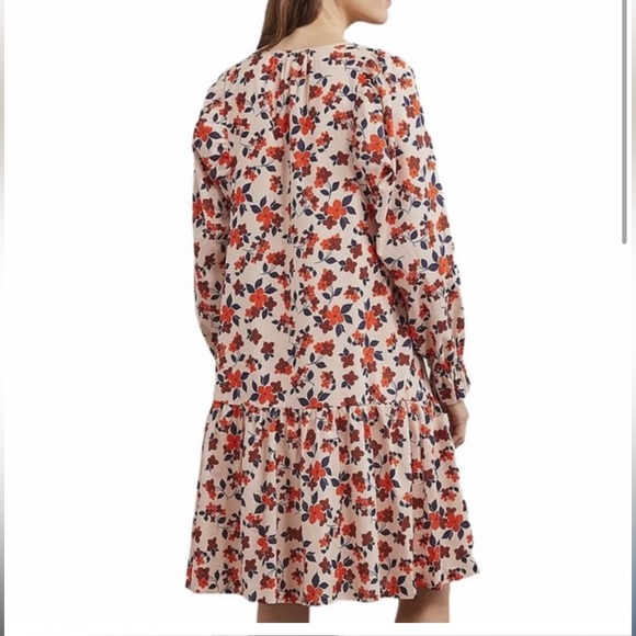 Elizabeth and James Pintuck Bib Dress Sz Med Floral Print Fall Dress - Picture 3 of 4